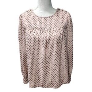 Ann Taylor Floral Long Sleeve Blouse Top Pink/Burgundy Sizes XSmall